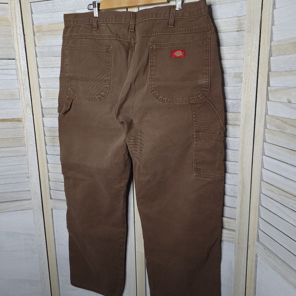 Dickies 40x30 Brown Canvas Mens Straight Leg Jeans Carpenter Workwear 40